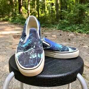 Tropical print Vans slide-ons, size 8.5